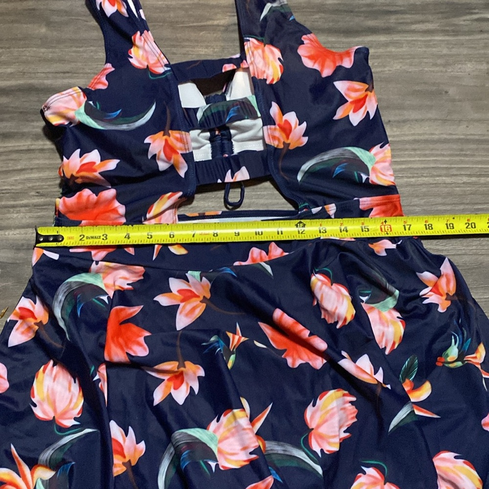 ESPRLIA Floral Print Halter Swimwear One Piece Pin up Tankini Swimwear 2XLT - Picture 5 of 6